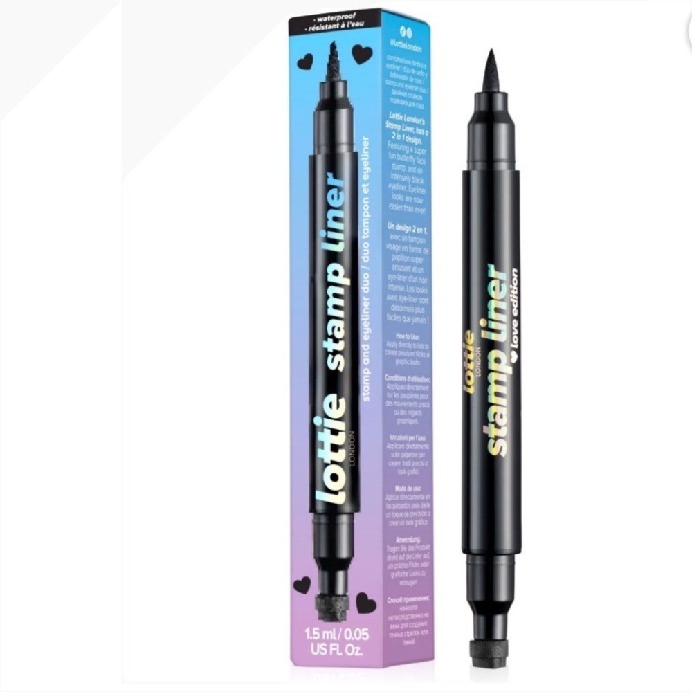 Lottie London Stamp Liner Love Edition Heart Stamp Dual Ended Black Eyeliner NEW
